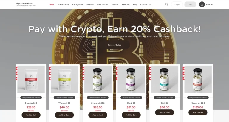 Buy-Steroids.biz website screenshot showing homepage and product categories