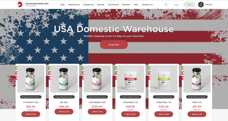 DragonPharma.net Review DragonPharma.net website screenshot showing homepage and product categories