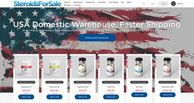 Steroids-for-Sale.to website screenshot showing homepage and product categories