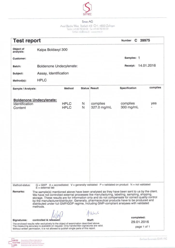 boldaxyl 300 lab test result