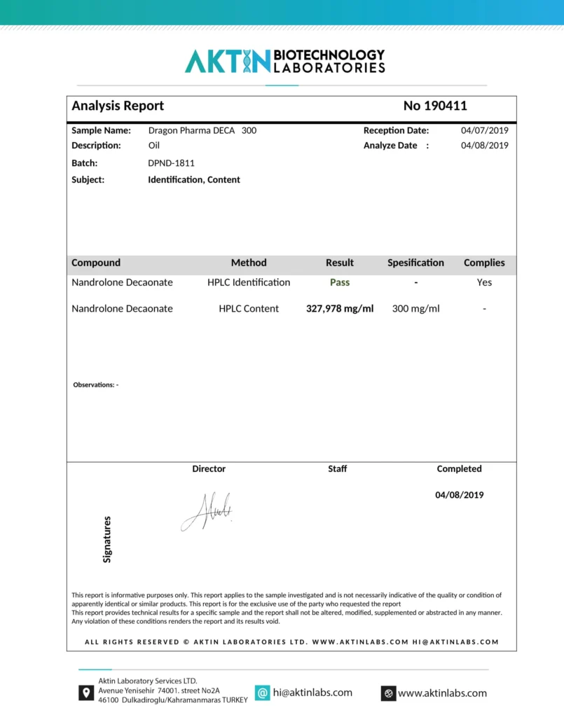 deca 300 lab test result