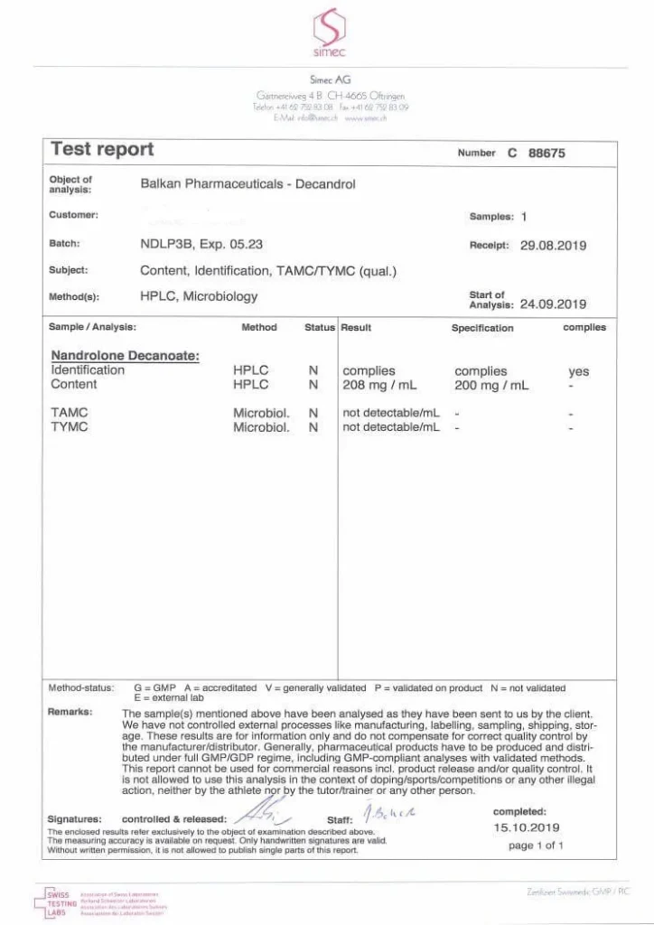 decandrol lab test results